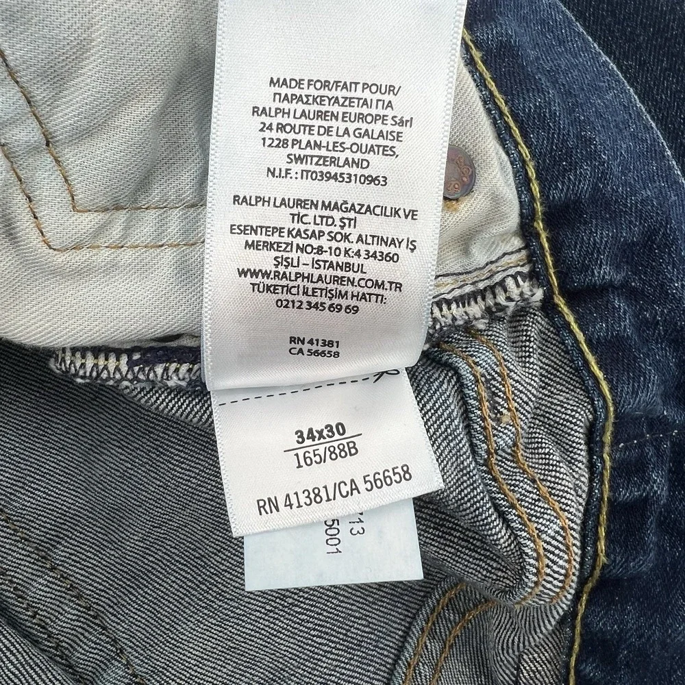 Polo Ralph Lauren Jeans Mens 34x30 Blue Varick Slim Straight